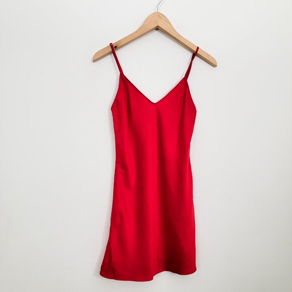Reformation Dresses & Skirts - Reformation Cher V Neck Silk Slip Dress in Red XS